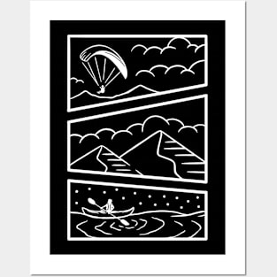 Paragliding-Mountain-Kayaking (dark) Posters and Art